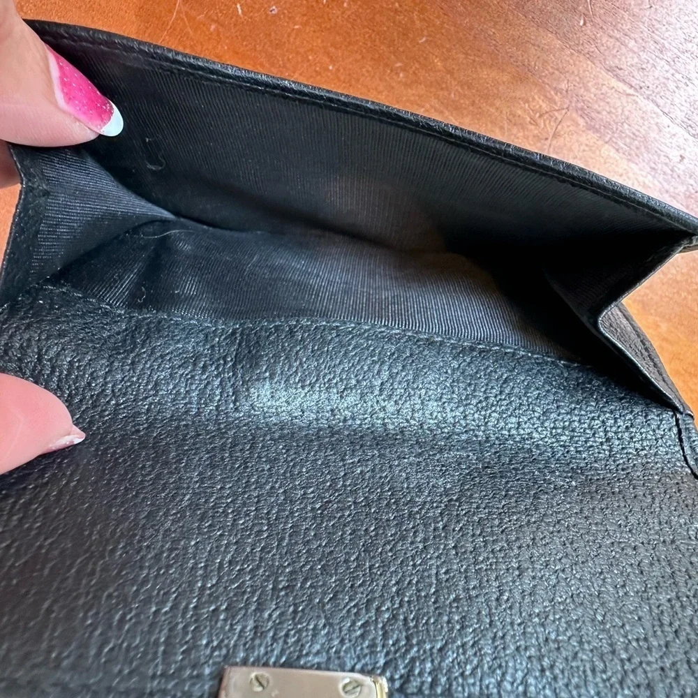 Prada Black Leather Wallet with Silver Clasp